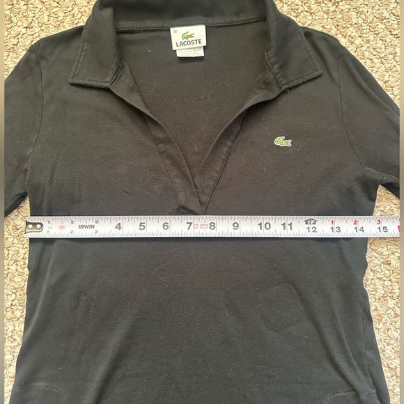 Lacoste Black 3/4 Sleeve Polo V Neck Sz S - Picture 2 of 5